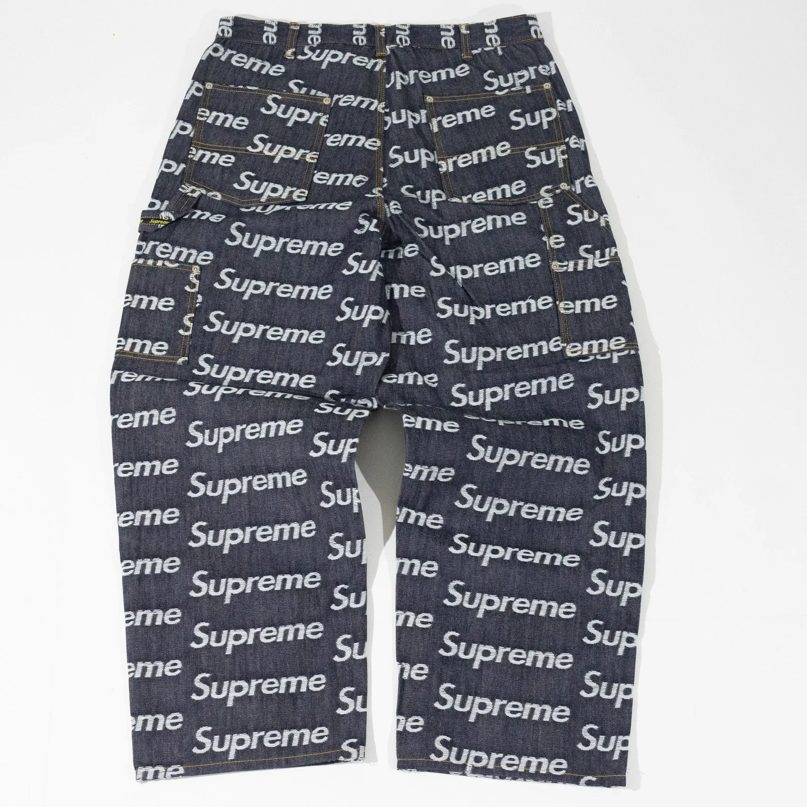 Calça Supreme jeans Jacquard Logos Double Azul — foto 6