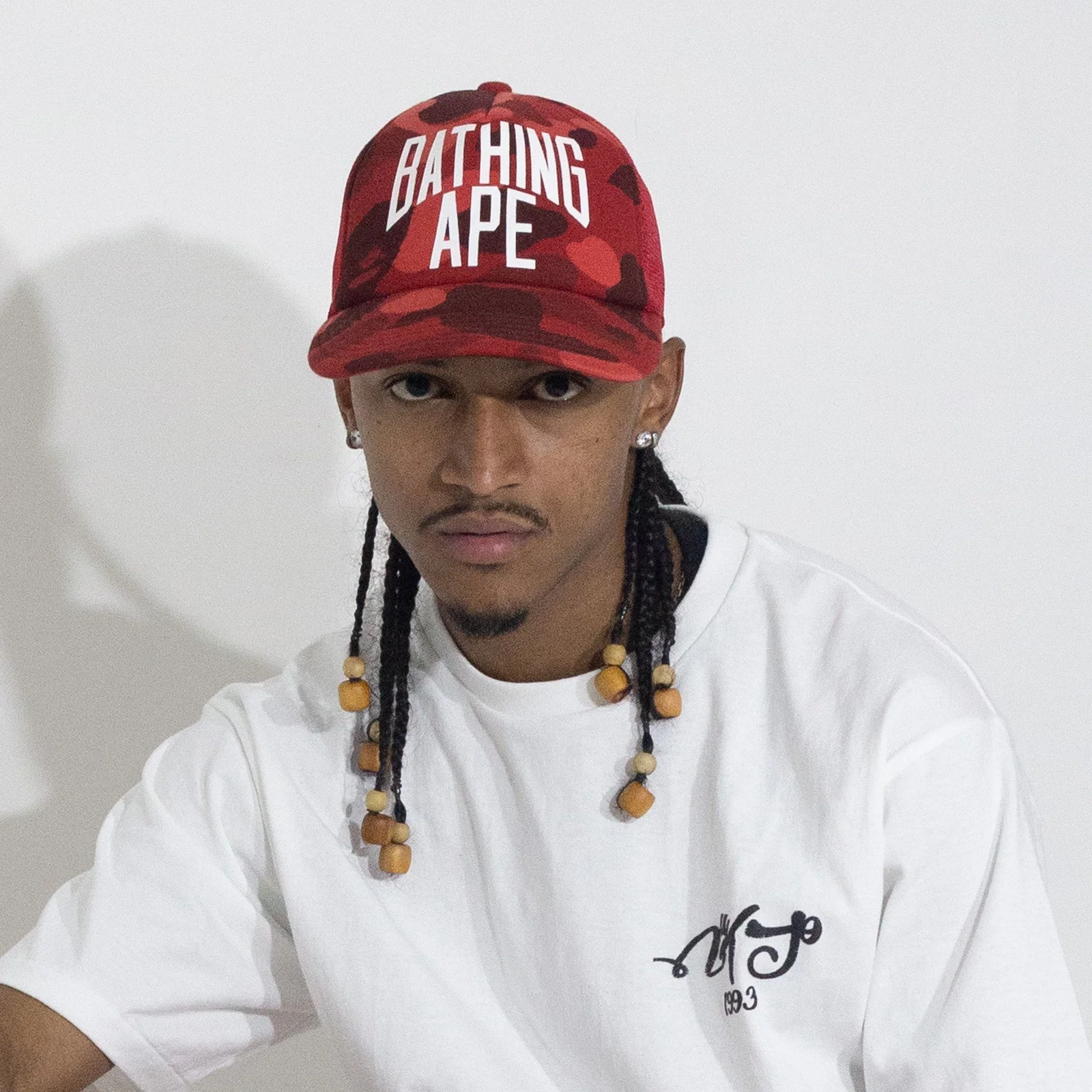 Bone BAPE Camo NYC Trucker Vermelho — foto 2