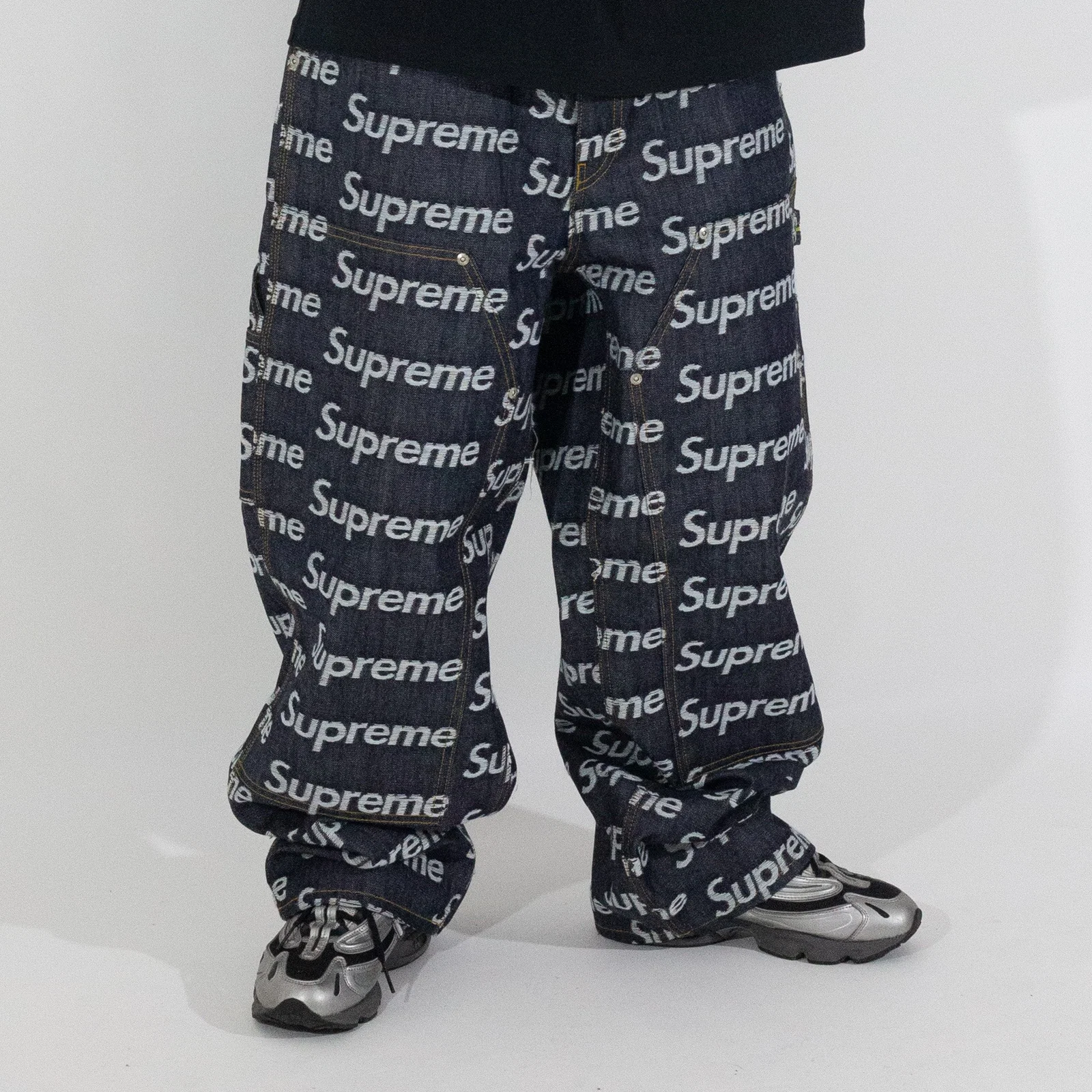 Calça Supreme jeans Jacquard Logos Double Azul — foto 2