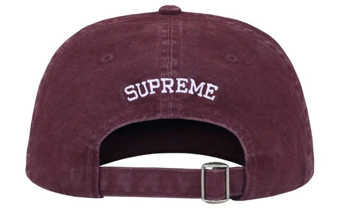 Boné Supreme Washed Canvas S Logo 6-Panel Plum FW26-W3 — foto 2