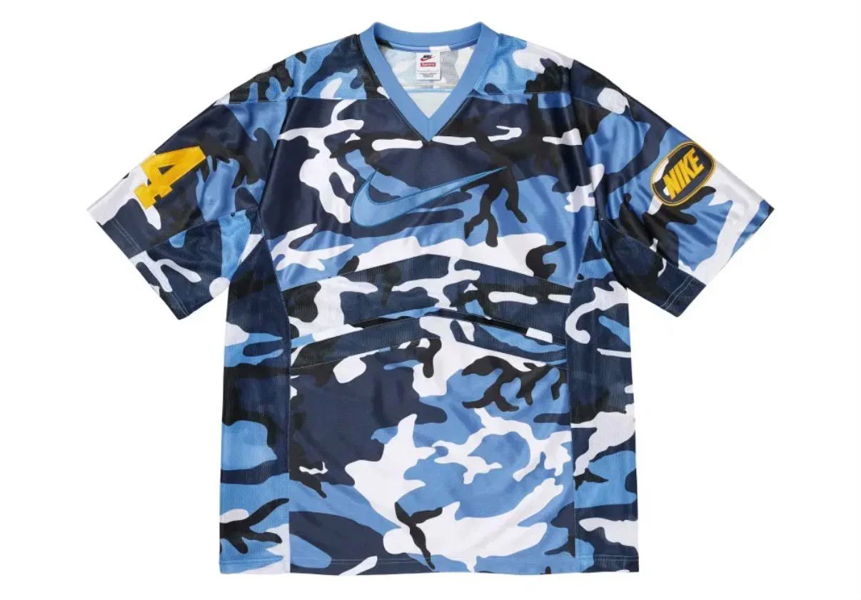 Nike x Supreme Camiseta Football Jersey Blue Camo FW26-W6