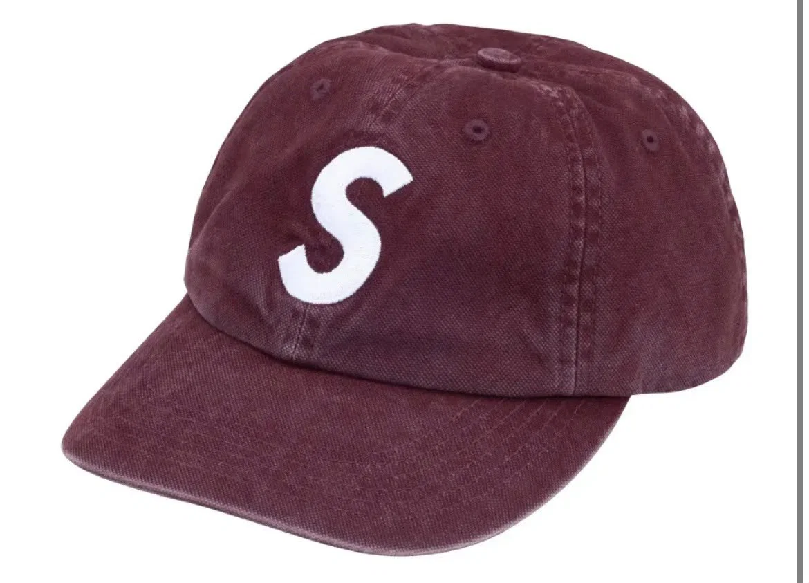 Boné Supreme Washed Canvas S Logo 6-Panel Plum FW26-W3