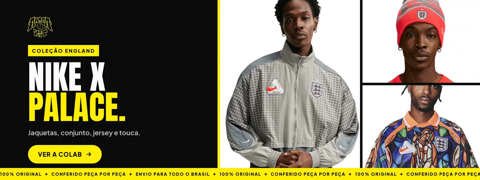 Nike x Palace, coleção England: jaquetas, conjunto, jersey e touca