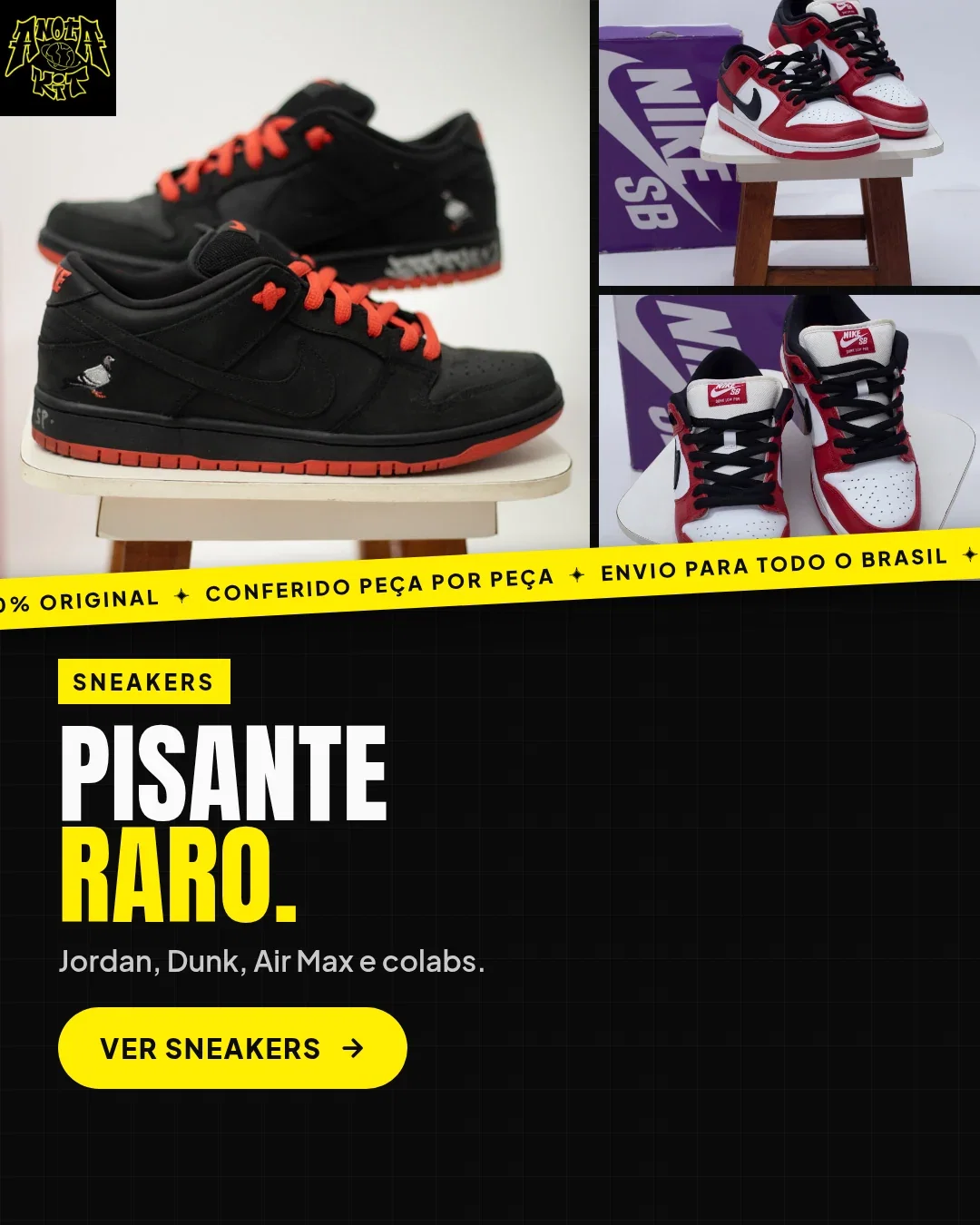 Pisante raro: sneakers Jordan, Dunk, Air Max e colabs originais