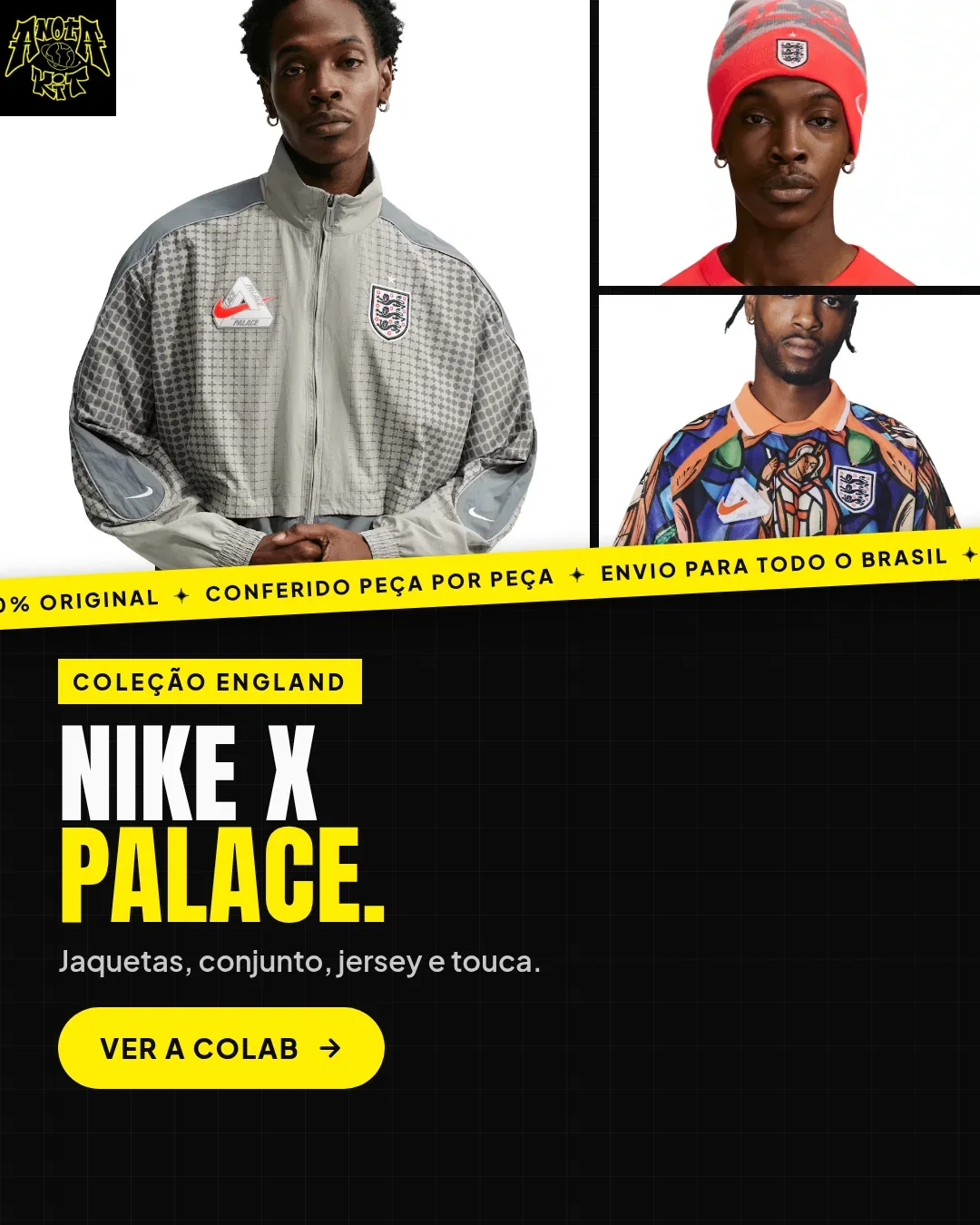 Nike x Palace, coleção England: jaquetas, conjunto, jersey e touca