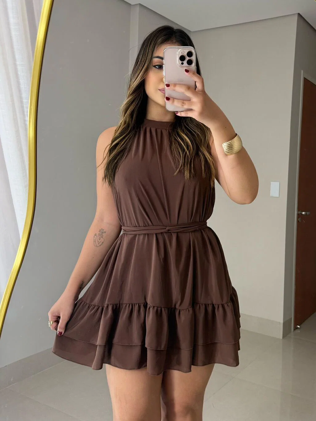 Vestido Bella em mosseline, leve e fluido, tamanho único. — foto 6