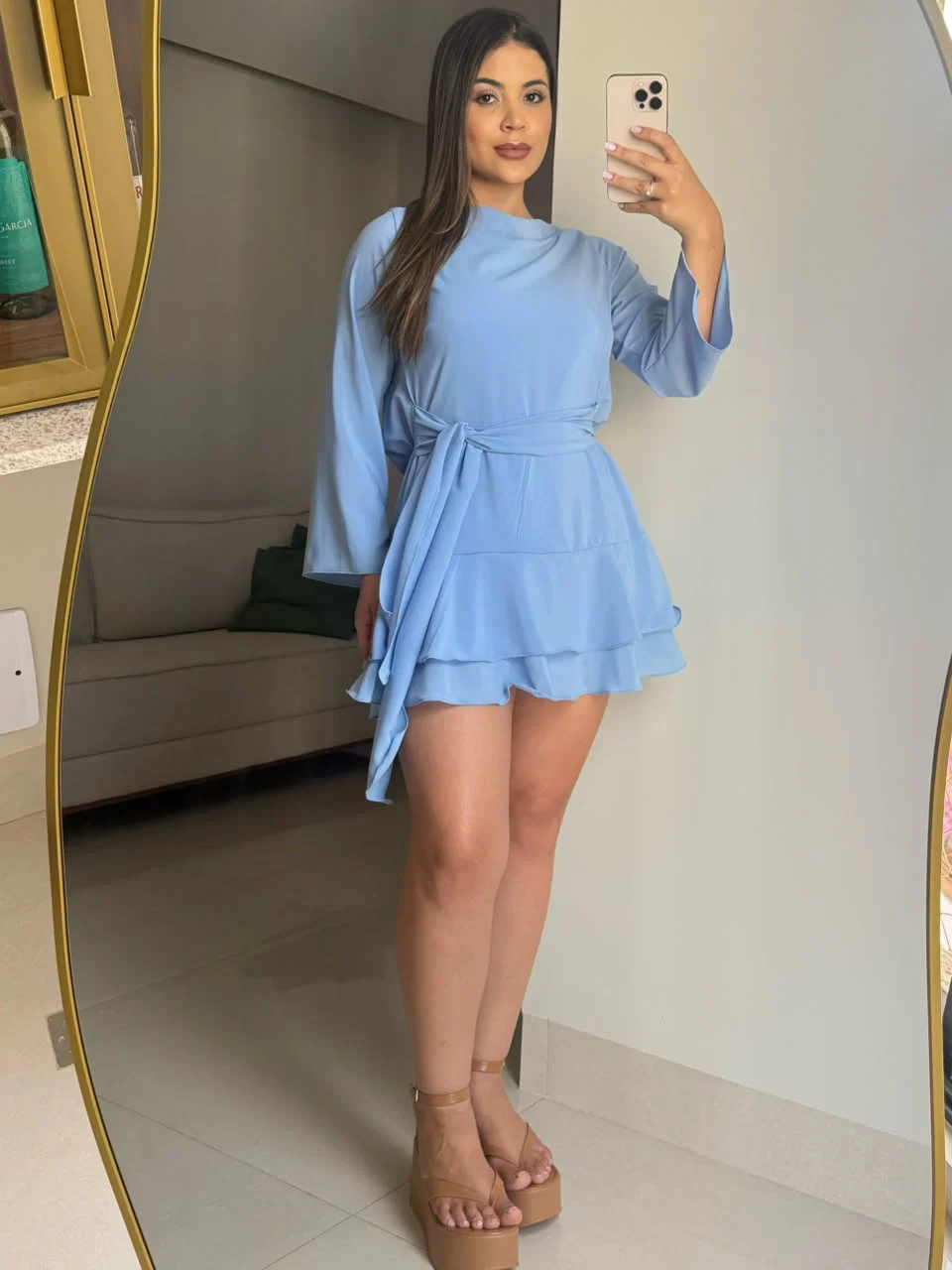 Vestido Sabrina em mosseline, leve e fluido, tamanho único.