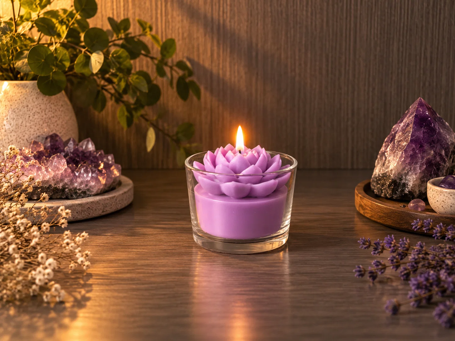 Vela Chakra Coronário Sahasrara em formato de flor de lótus.