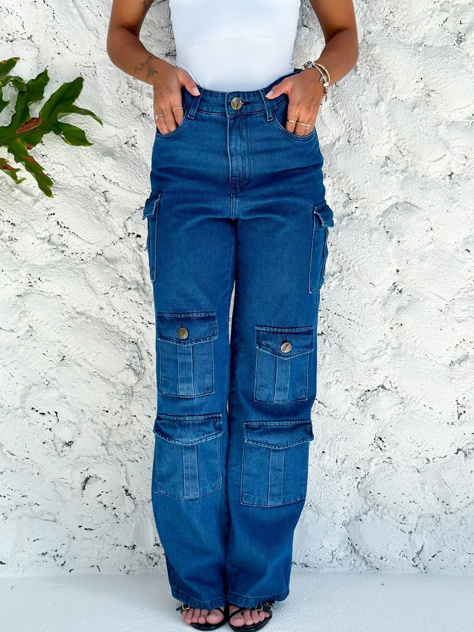 Calça Cargo 06 Bolsos Azul