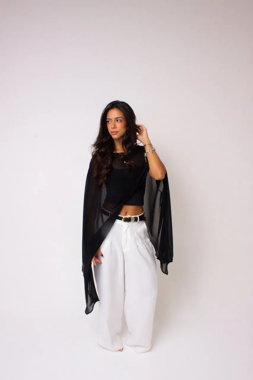 Túnica chiffon · PRETO