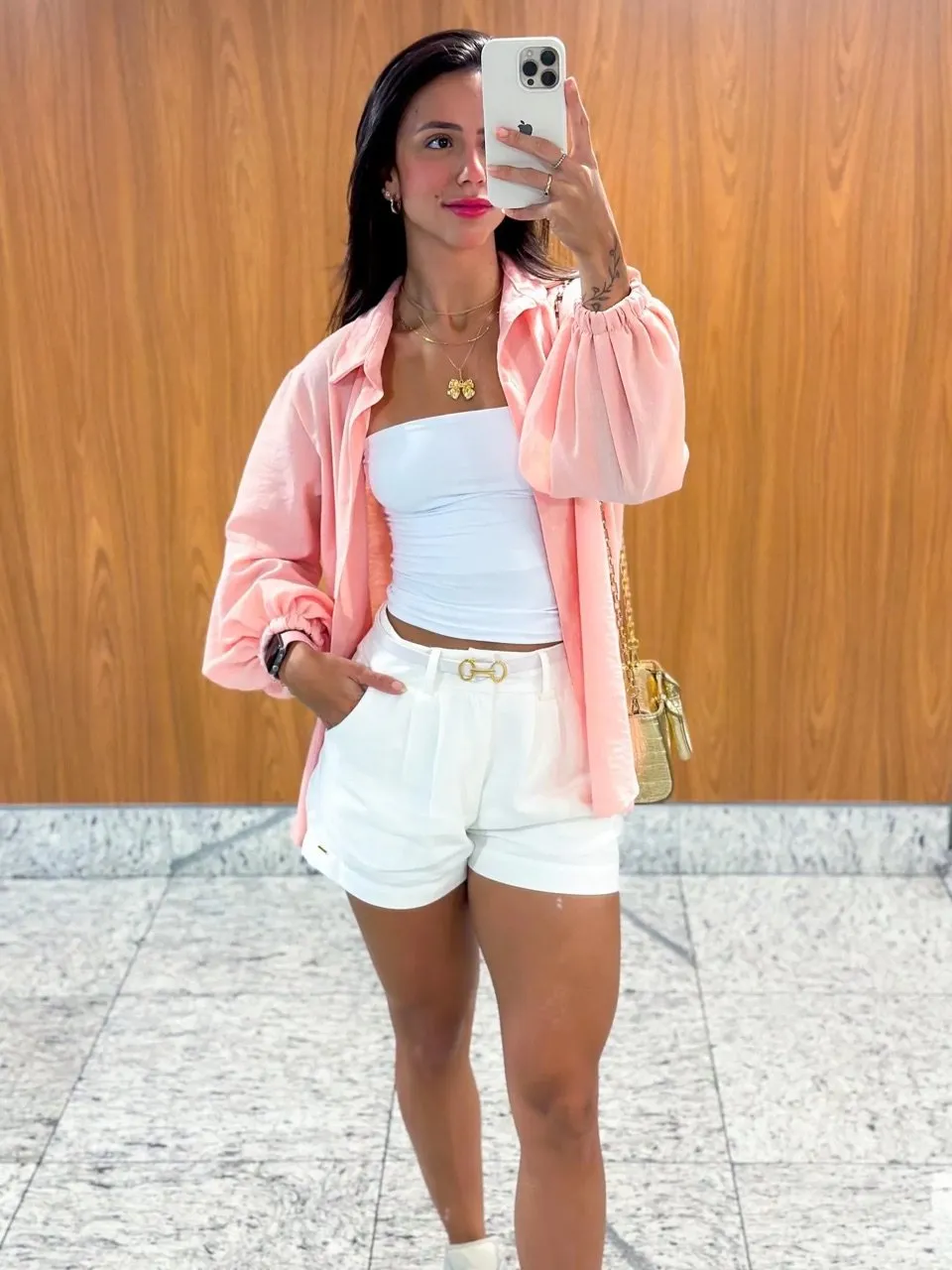 Short alfaiataria marrant Branco