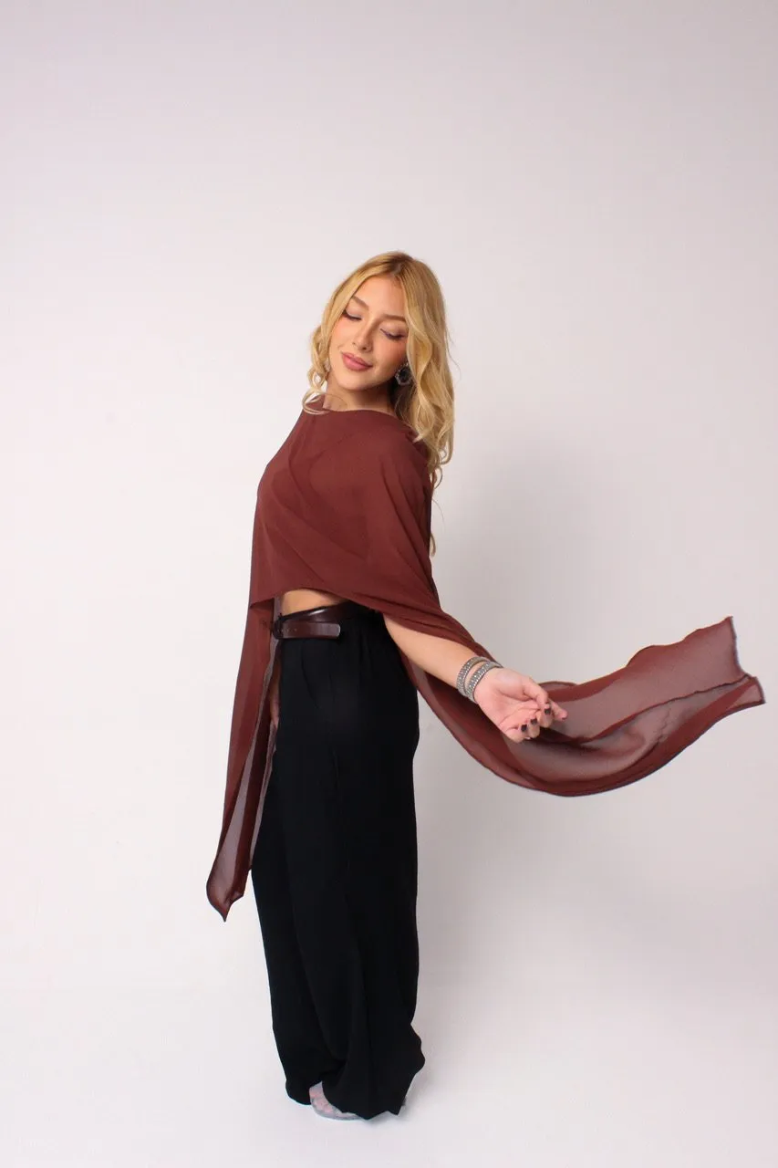 Túnica chiffon · Marrom