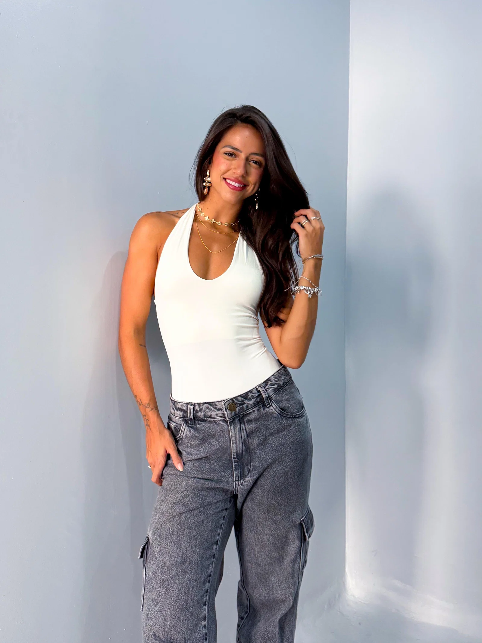 Body feminino frente única em tecido de poliamida. — foto 13