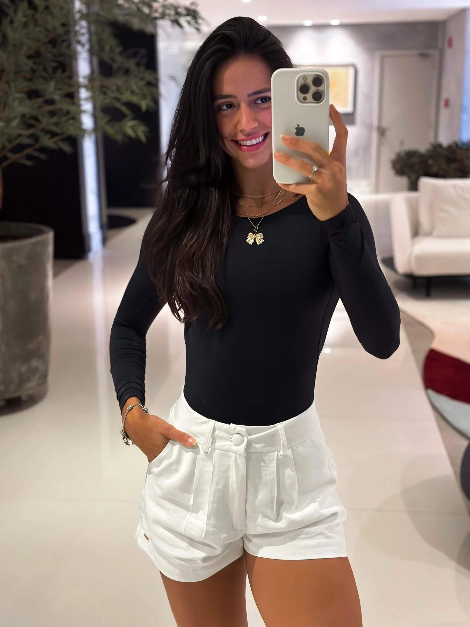 Body preto de manga longa com costas totalmente abertas — foto 7