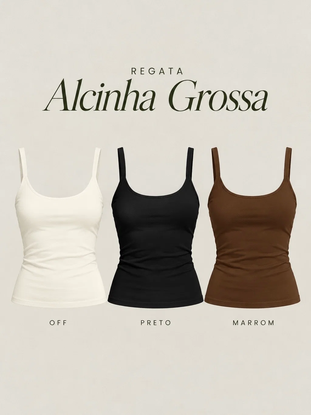 Combo Regata Alcinha Grossa 3 cores