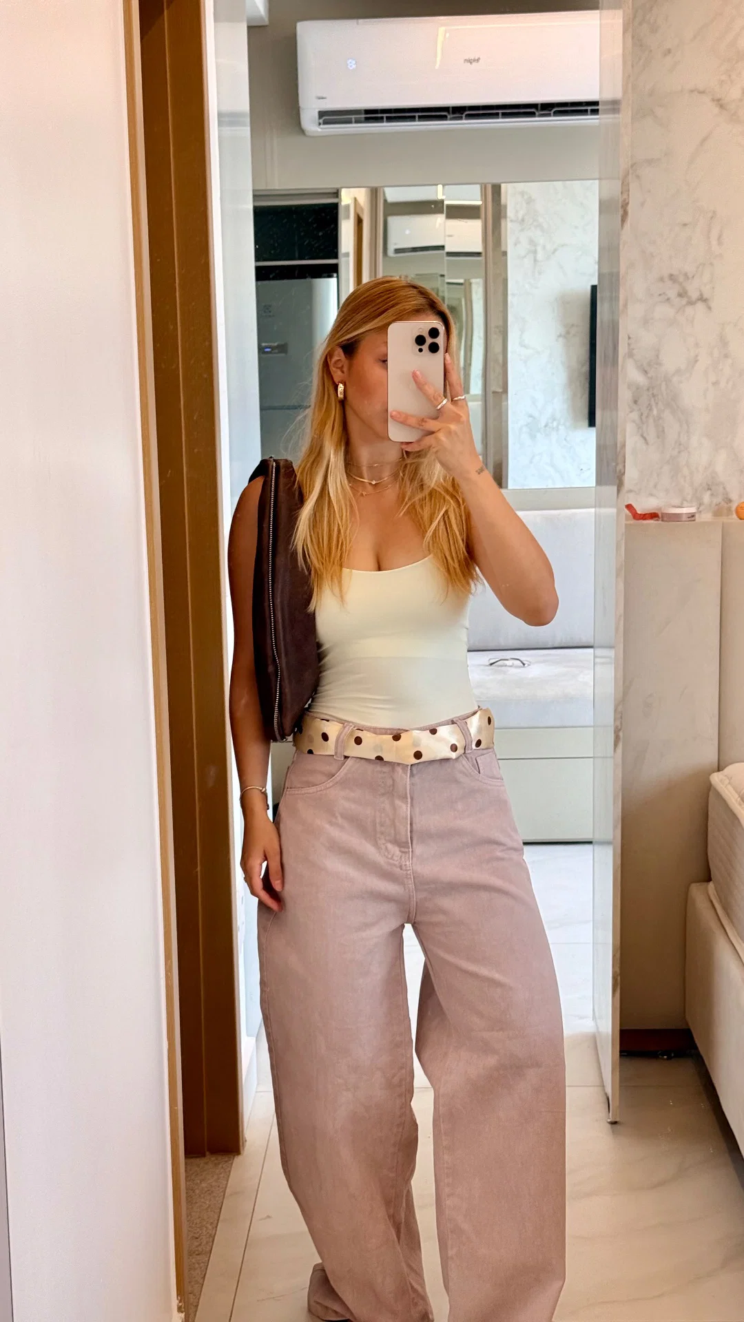 Calça Jeans Wide Leg Rosa